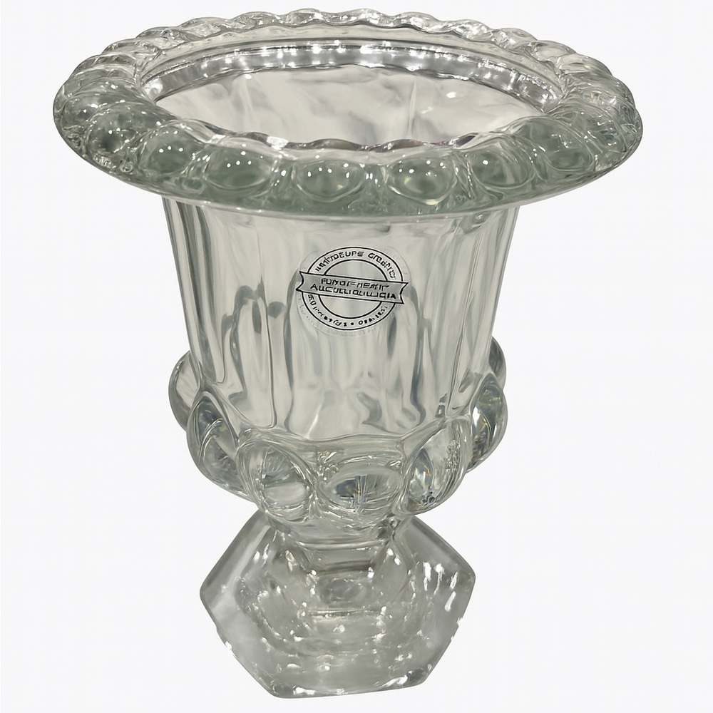 Handmade Clear Glass Urn Vase - Heavy - NWT